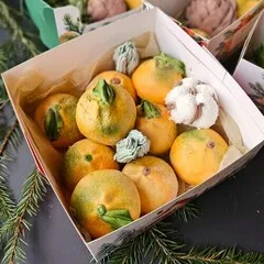 Новогодний подарок мандарины зефир/16*16 см