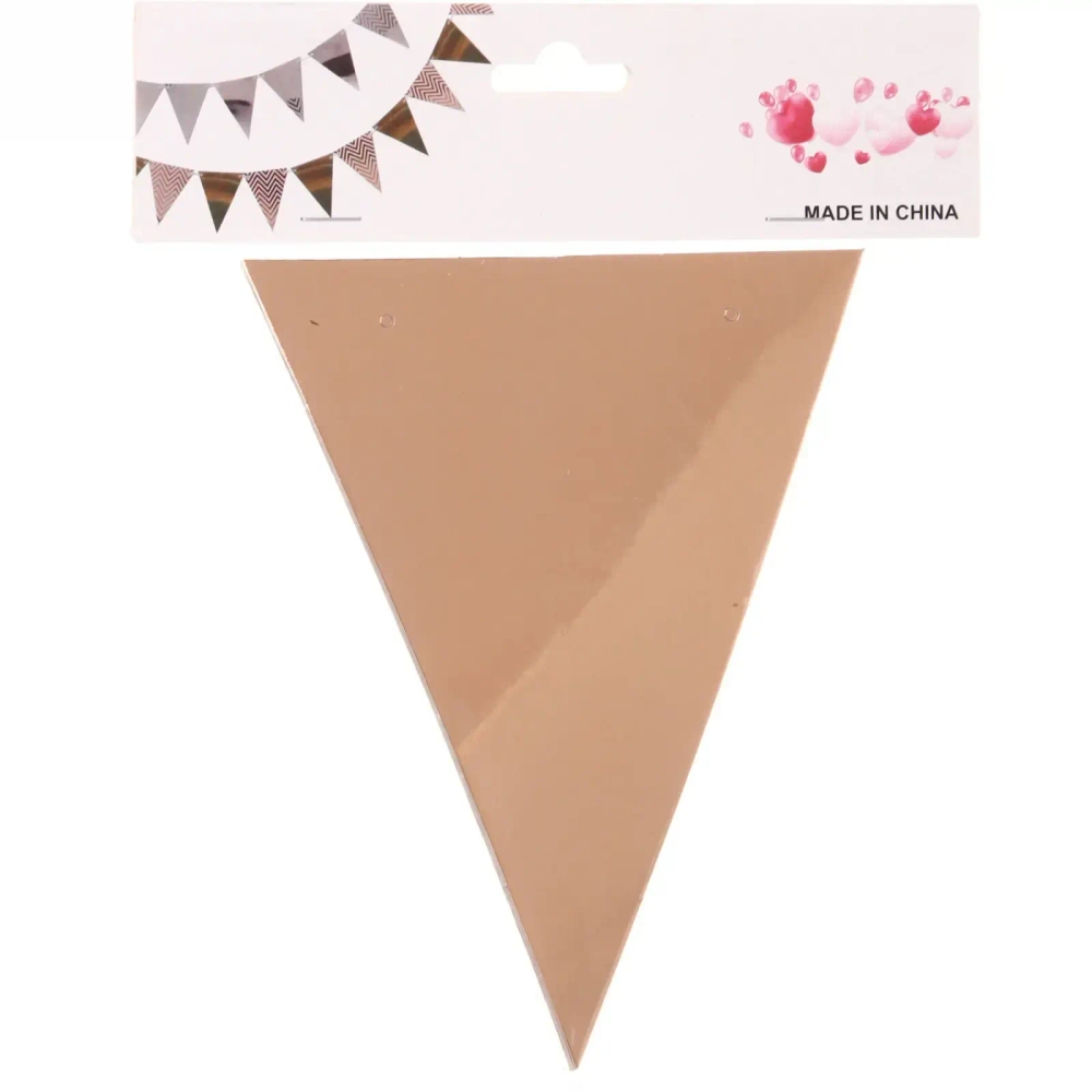 Растяжка «Праздничные флажки» 2,5 м 13*17,5 см Глянец, (10 штук), шампань