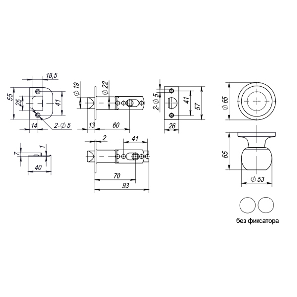 Ручка защелка DK672 CP-PS (6072 CP-P) (без фик.) хром