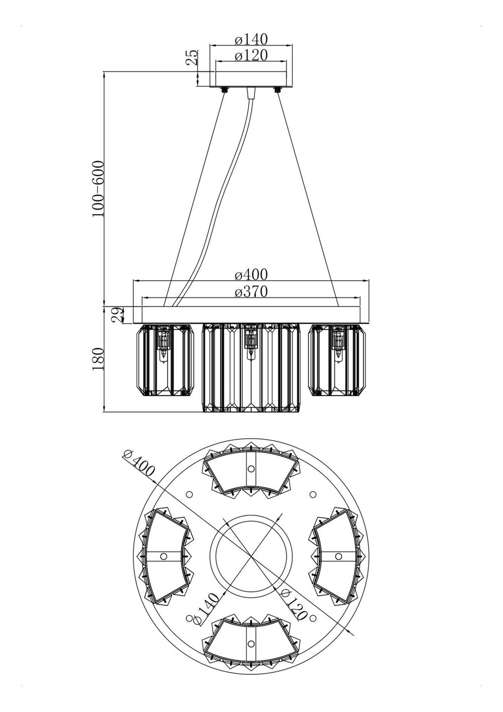 Подвесная люстра Maytoni Colline MOD083PL-04CH