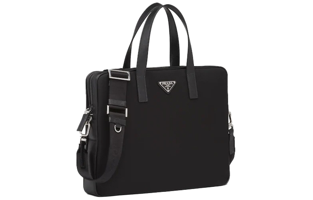 PRADA Saffiano Leather Briefcase, Handbag Men"s Black