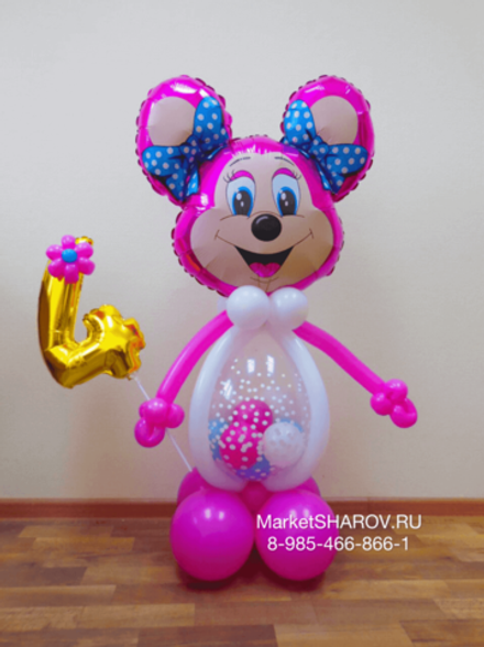 Мышка Лолли Маус с цифрой, фигура из шаров