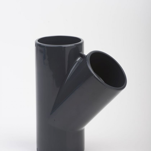 Тройник 45° ПВХ (НПВХ) равнопроходной под клей (Ру10-16), PLIMAT, Португалия