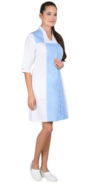 Халат женский "Сириус-Николь" (белый/голубой)