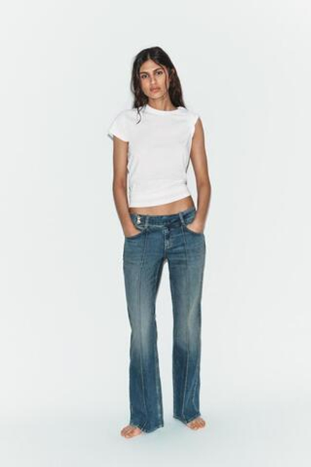 ZARA ДЖИНСЫ TRF BOOTCUT С НИЗКОЙ ПОСАДКОЙ, СИНИЙ