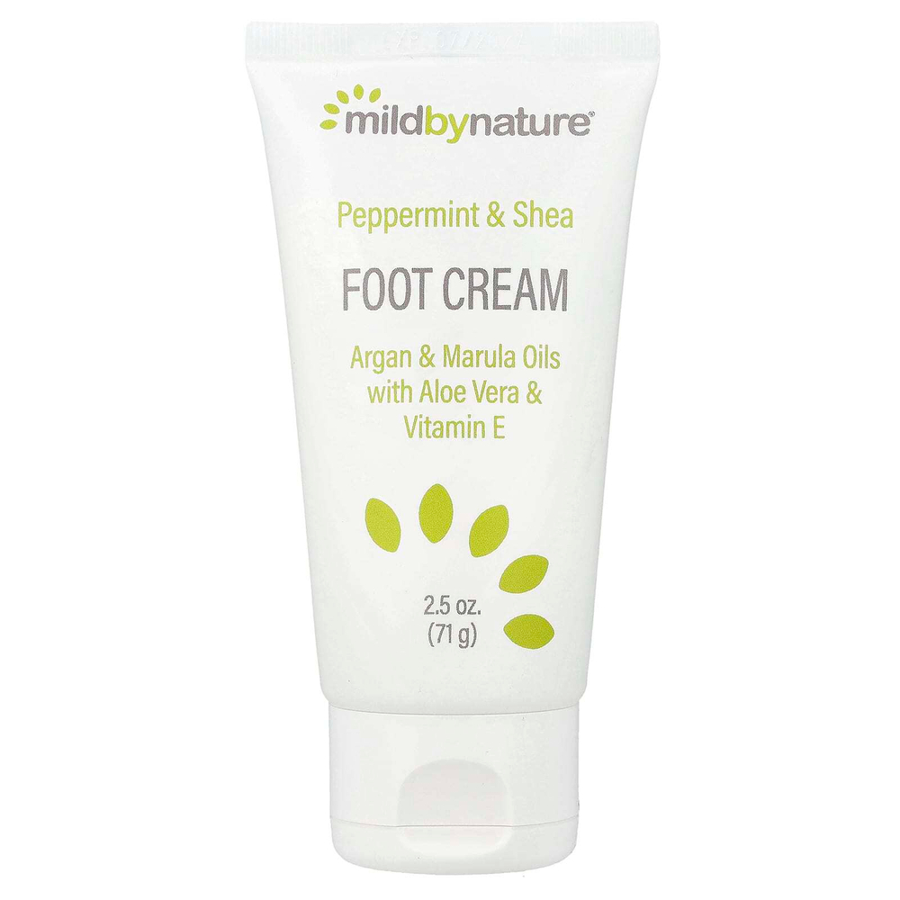 Mild By Nature, крем для ног с перечной мятой, маслом ши, маслами арганы и марулы, 71 г (2,5 унции)