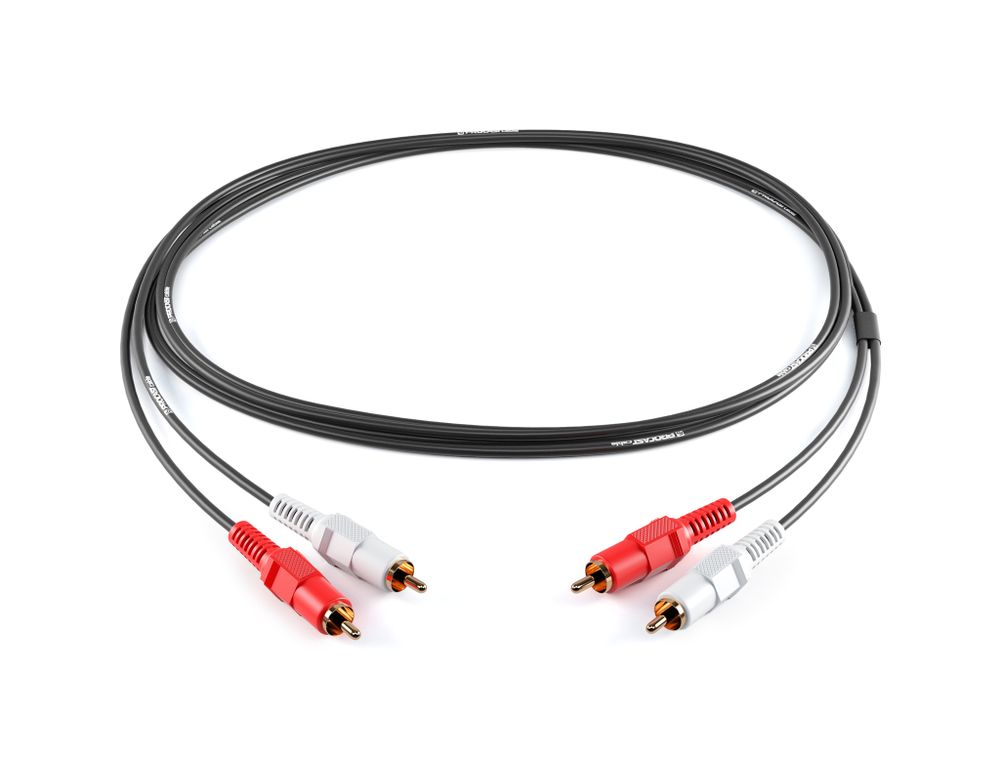 PROCAST cable 2RCA/2RCA.2 Межблочный кабель 2RCA(m)-2RCA(m), длина 2m, цвет черный