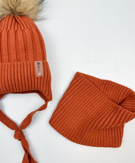 Шапка зимняя со снудом, Терракот