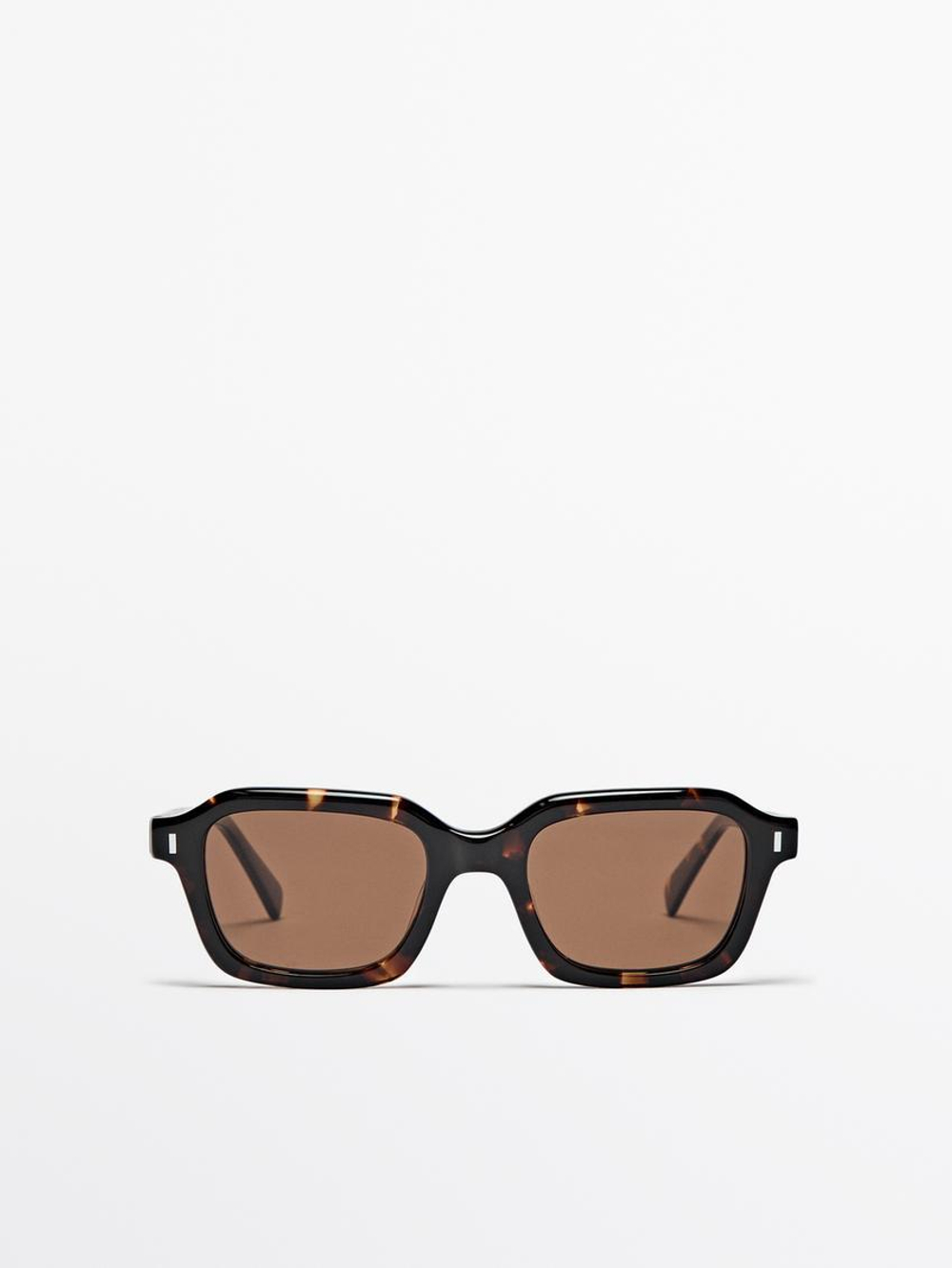 Massimo Dutti Солнцезащитные очки в прямоугольной оправе под черепаху, коричневый