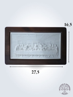 Тайная Вечеря икона из мрамора в деревянной раме 27,5Х16,5см