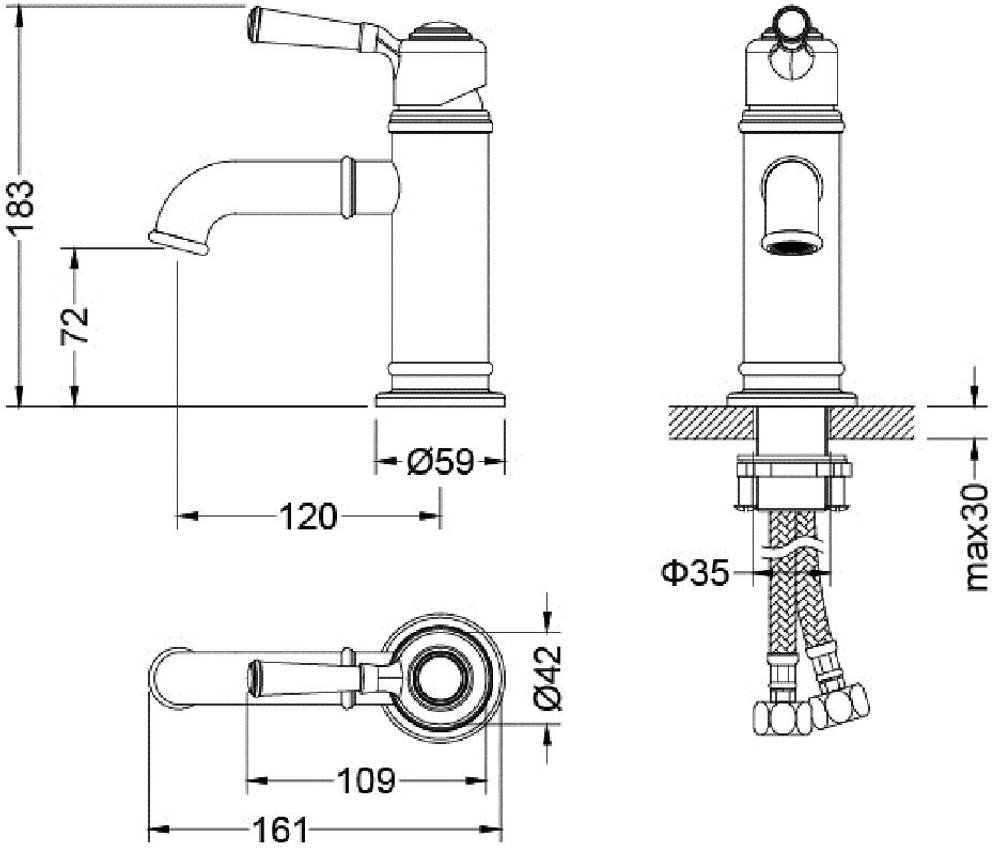 Смеситель для раковины Timo Arisa 5361/02F, антик