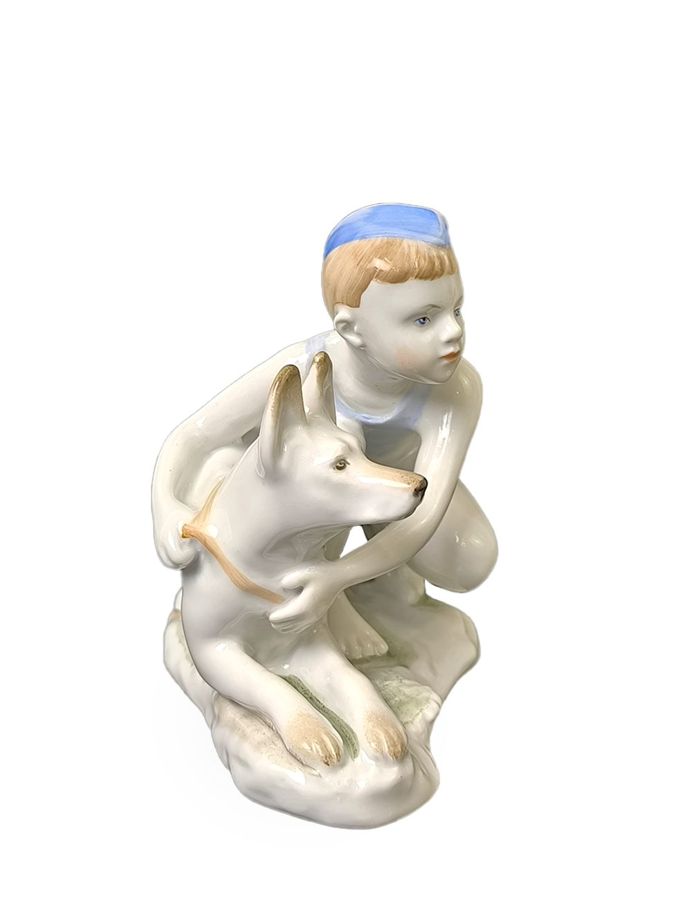 Фарфоровая статуэтка "Юный пограничник с собакой" ЛФЗ