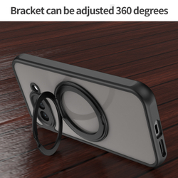 Чехол черного цвета для Google Pixel 9a с магнитным поворотным кольцом-подставкой