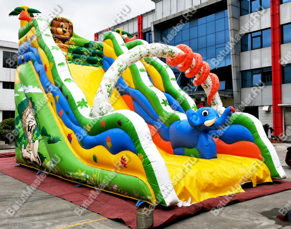 Надувной батут-горка "Тропический микс" 8*5*6 м