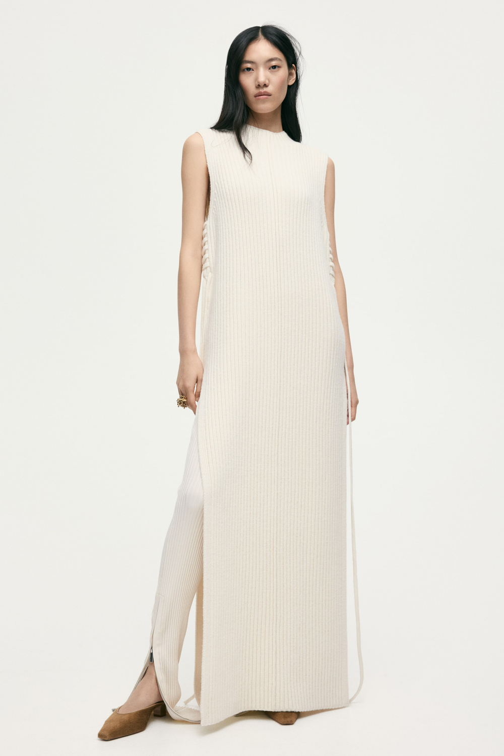 H&M Длинный жилет из шерсти, белый