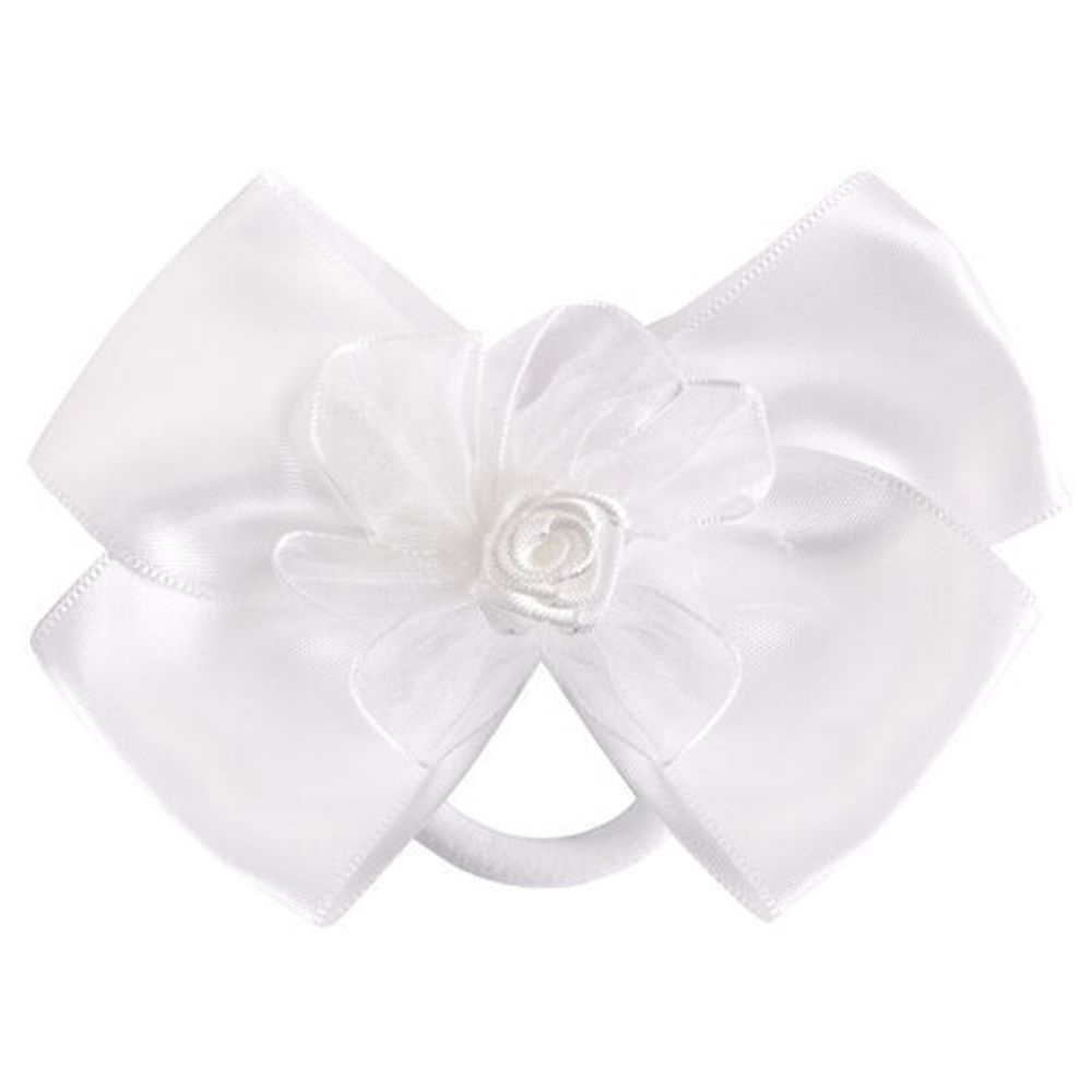 Бант для волос 8х10 см, 10х12 см, 8 см на резинке, белый, АССОРТИ, MONTE VITA, 457117