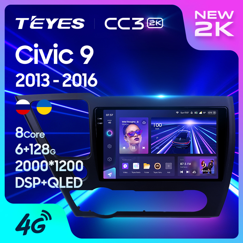 Teyes CC3 2K 9"для Honda Civic 9 2013-2016
