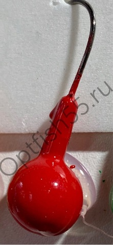 Джиг головка шар крашеный крючок Kumho2412 (Корея) 8гр (уп.10шт) цв.красный разм.2/0