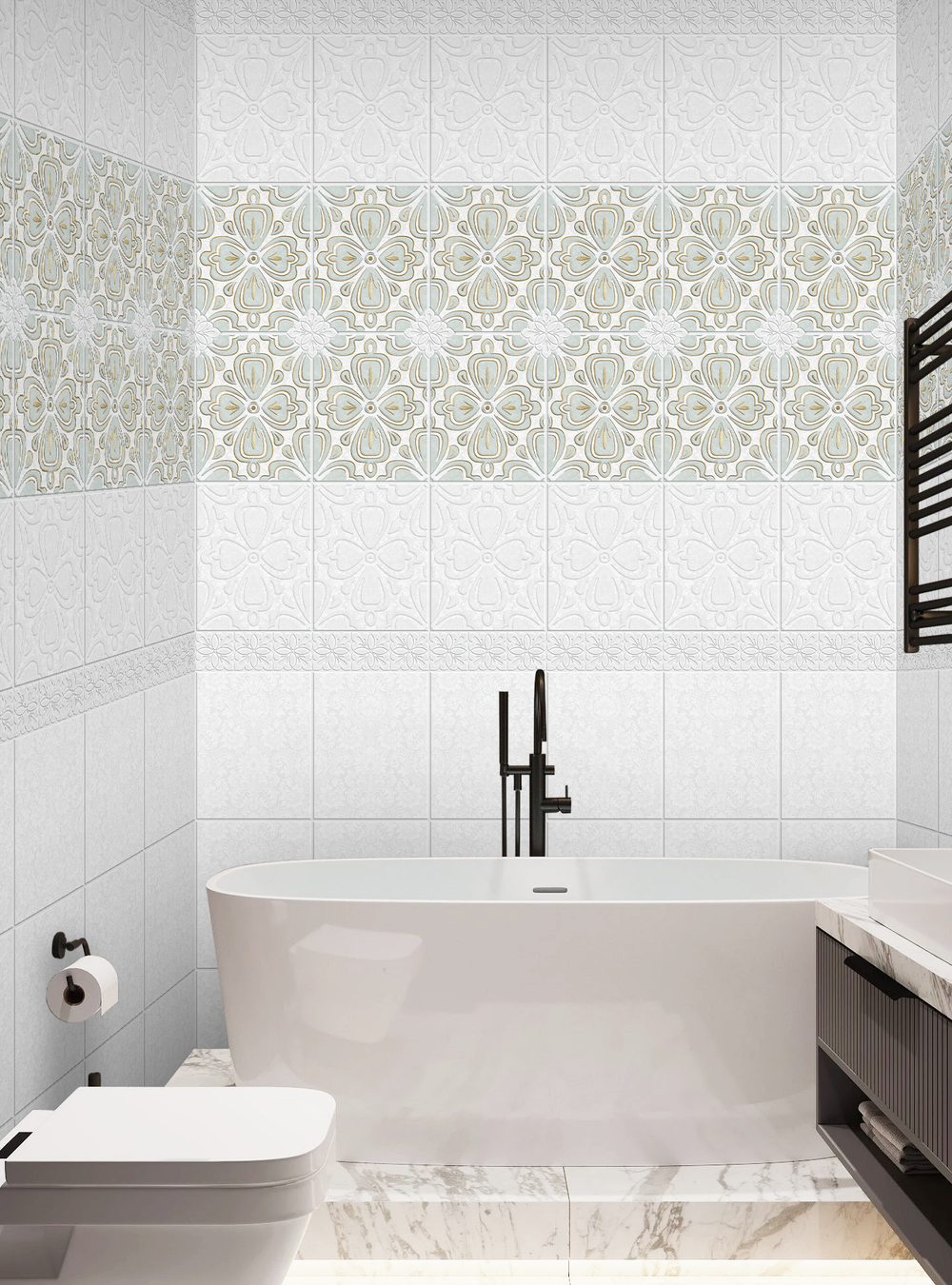 Панель ПВХ фотопечать с глиттером Целестина Золото 2700х250мм