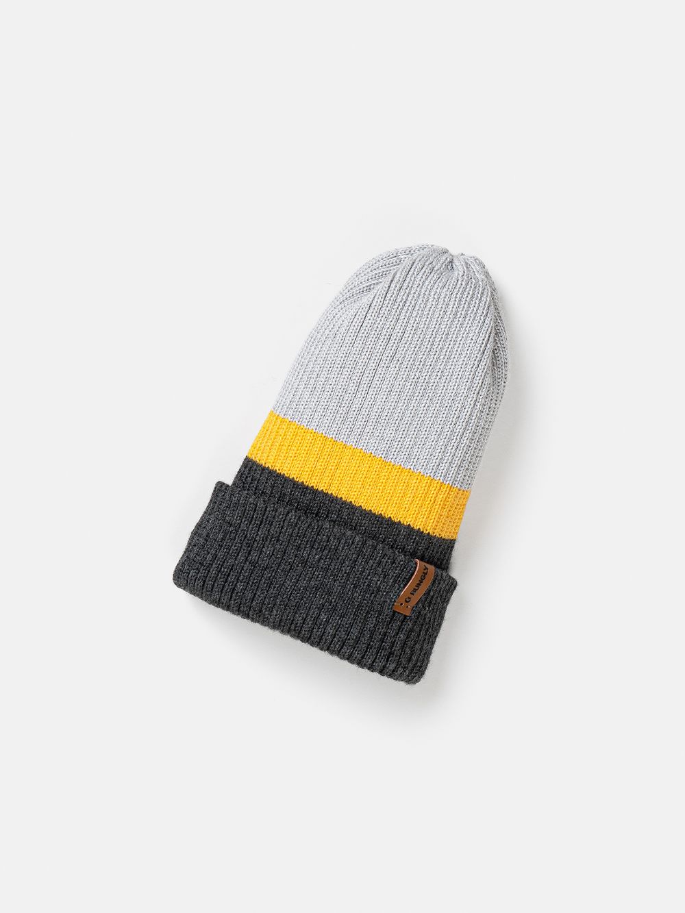 Шапка тыква из смесовой шерсти однослойная Колор блок "Серебро"