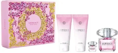 VERSACE BRIGHT CRYSTAL EDT SET 90 ML+MINI 5ML+B/L 100+S/G 100 ML