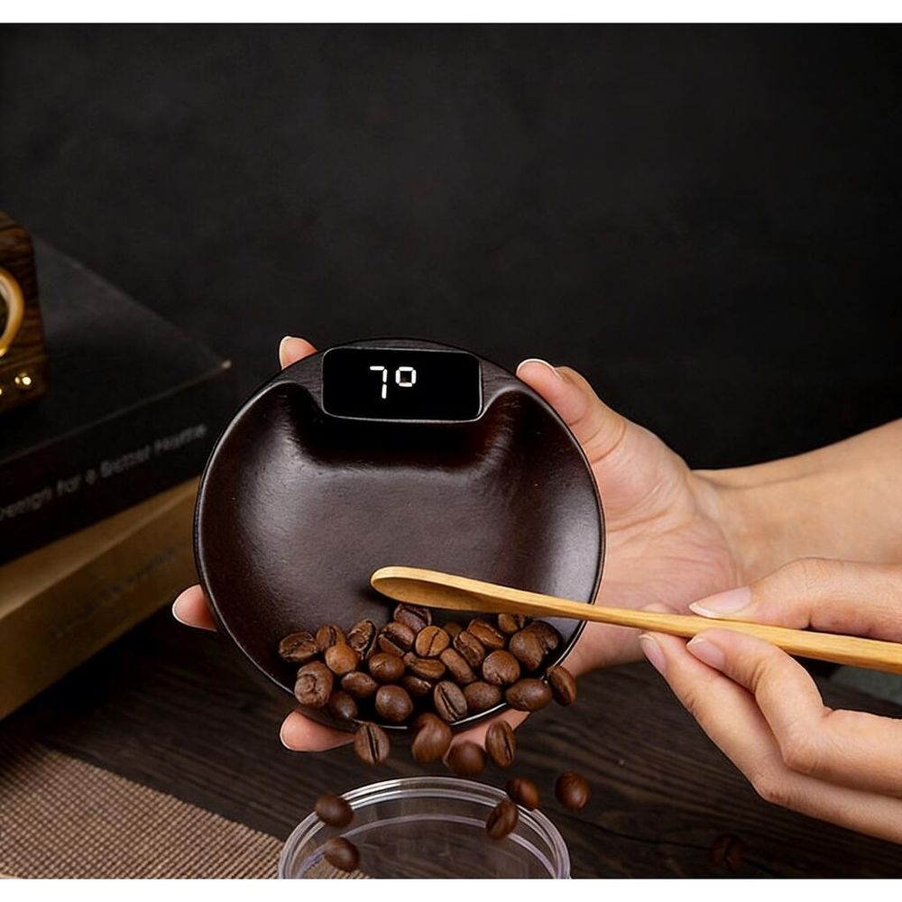 Весы чайно-кофейные портативные коричневые 0,1-100гр дерево батарея 100mAH P.L. Barbossa