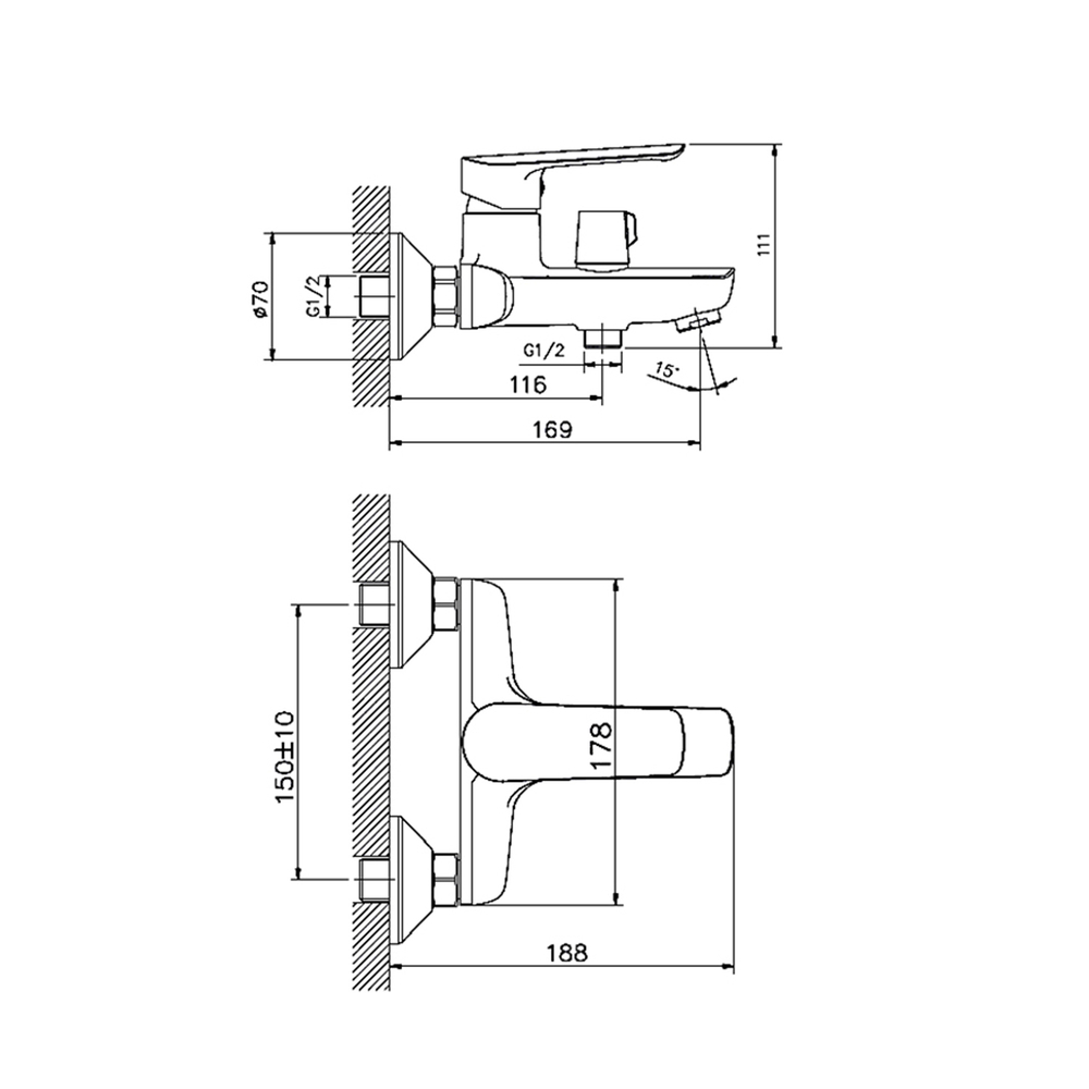 Смеситель для ванны 35к HB60198 HAIBA