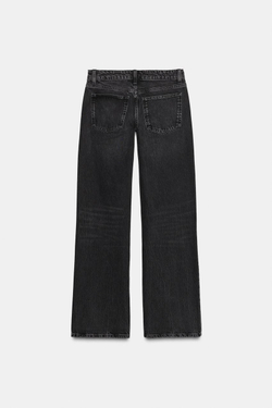 ZARA ДЖИНСЫ TRF WIDE-LEG С НИЗКОЙ ПОСАДКОЙ, ЧЕРНЫЙ