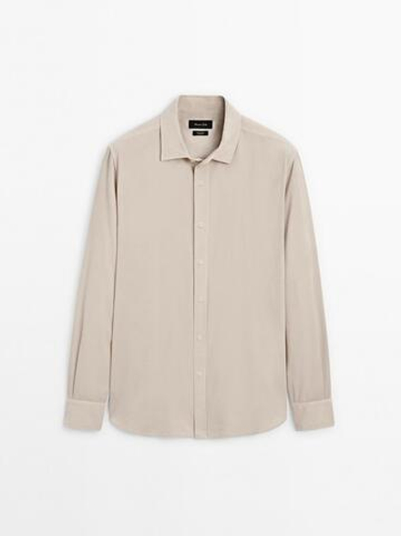 Massimo Dutti Классическая рубашка, бежевый