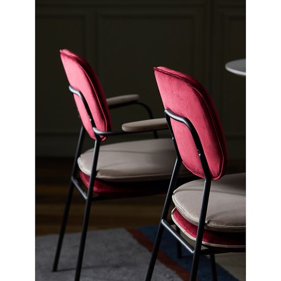 Стул с подлокотниками pea, велюр, бордовый/бежевый