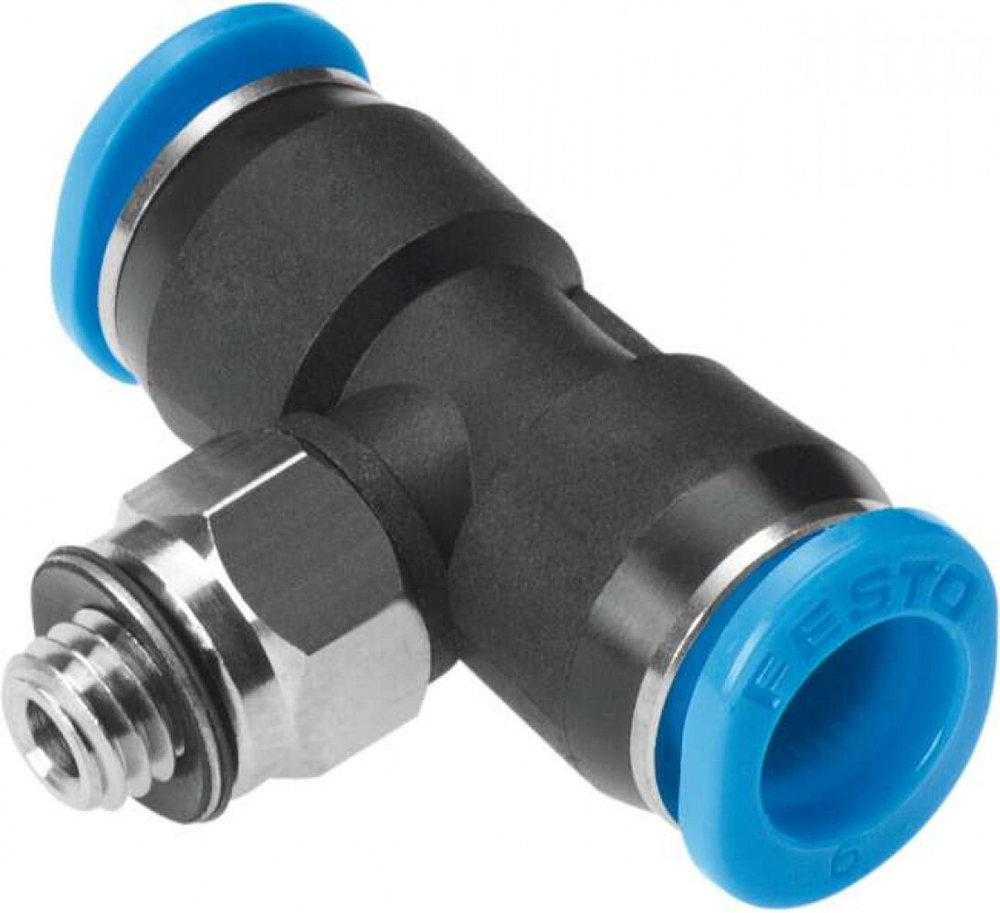 QSMT-M5-4-100 Тройник с цанговым зажимом и резьбой