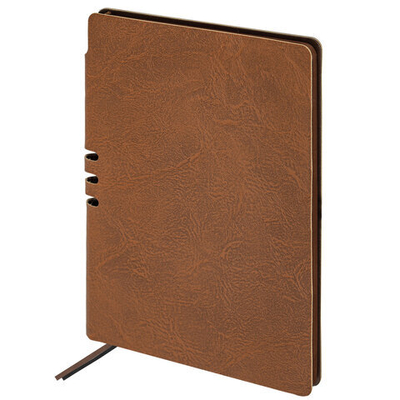 Блокнот А5 140х200мм BRAUBERG NEBRASKA под кожу, 80л, линия, коричневый