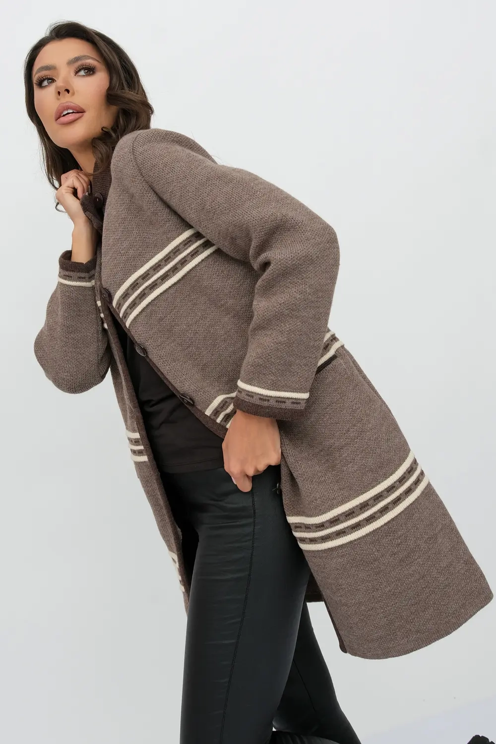 Кардиган В 1617/темно-кофейный