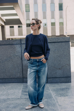 ZARA БАЗОВЫЙ КАРДИГАН С ПУГОВИЦАМИ, МОРСКОЙ СИНИЙ