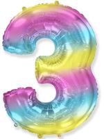FM Шар диагональная радуга градиент "Цифра 3" 102 см (БГ-60)