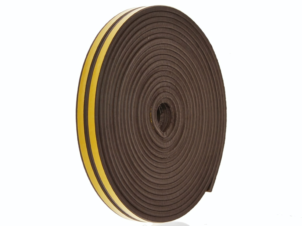 Уплотнитель 10м резиновый самоклеящийся Е-профиль 4*9 мм коричневый