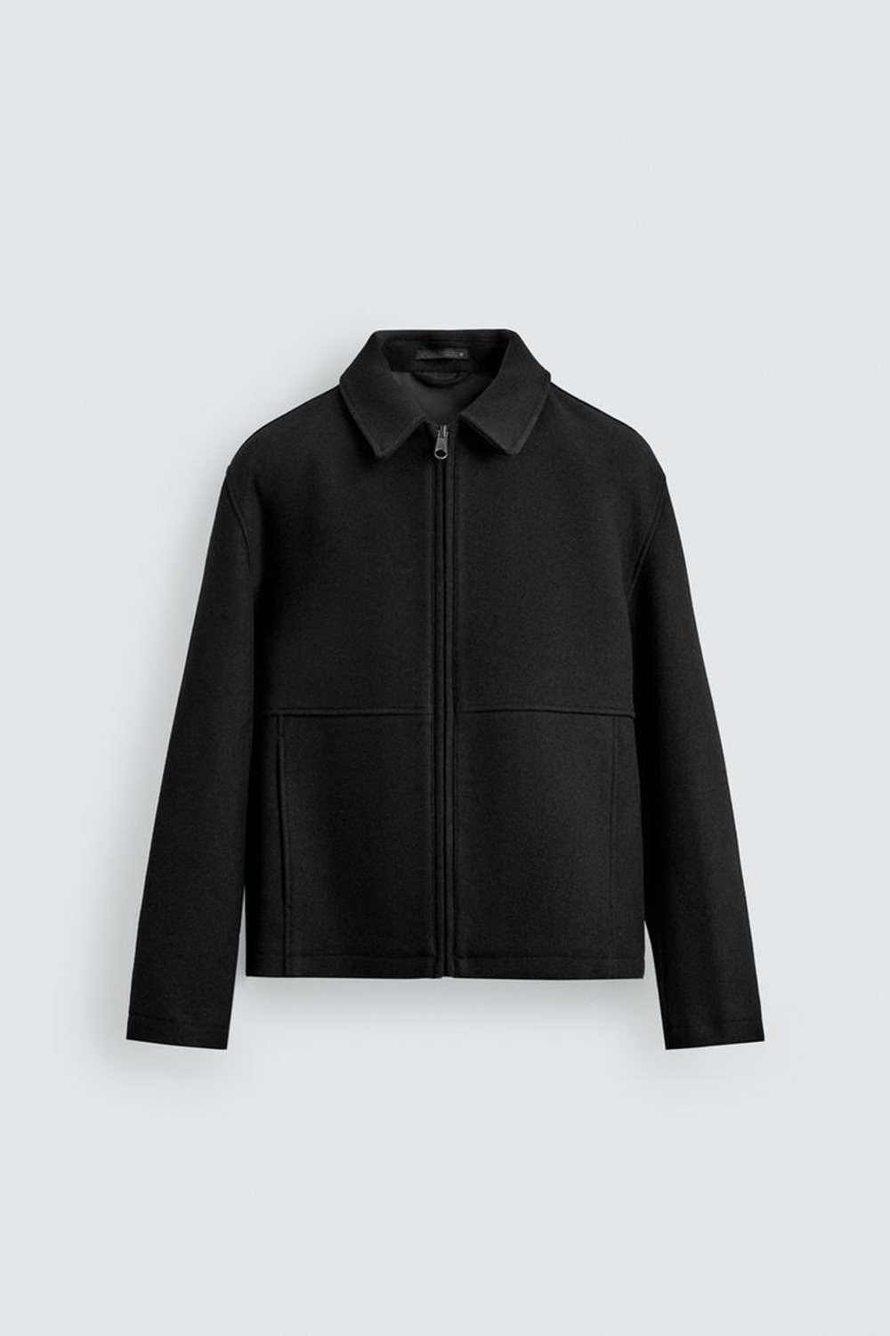 ZARA КУРТКА-БОМБЕР ИЗ ТКАНИ «ЁЛОЧКА» НА МОЛНИИ, ЧЕРНЫЙ