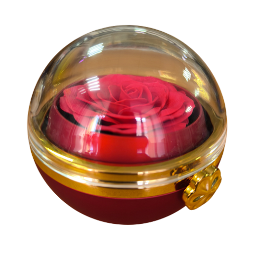 Футляр в форме шара с золотой каймой под кольцо, серия "Роза в шаре", пластик