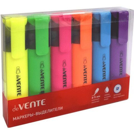 Набор текстовыделителей "deVENTE" 6 цв., 1-5мм, плоский