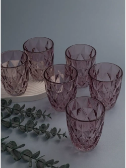 Набор стакан-тумблер для виски, 260 мл. 6 шт. Пурпурные