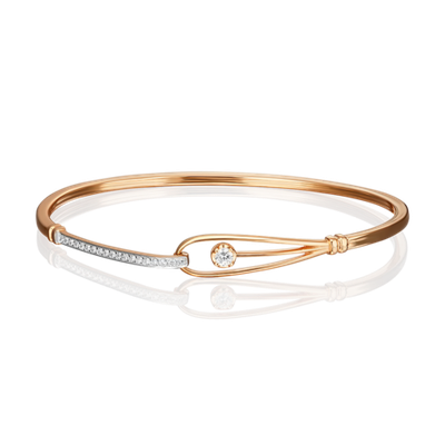 Браслет жесткий из красного золота с фианитами