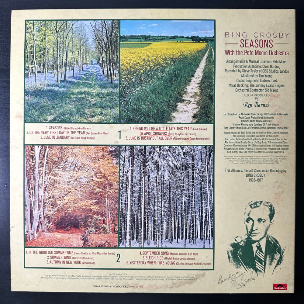 Bing Crosby With The Pete Moore Orchestra ‎– Seasons (Япония 1978г.) Promo