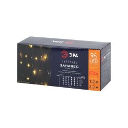 Светодиодная новогодняя гирлянда ЭРА ENOZ-2B Занавес уличная 2 м*2 м желтая 96 LED