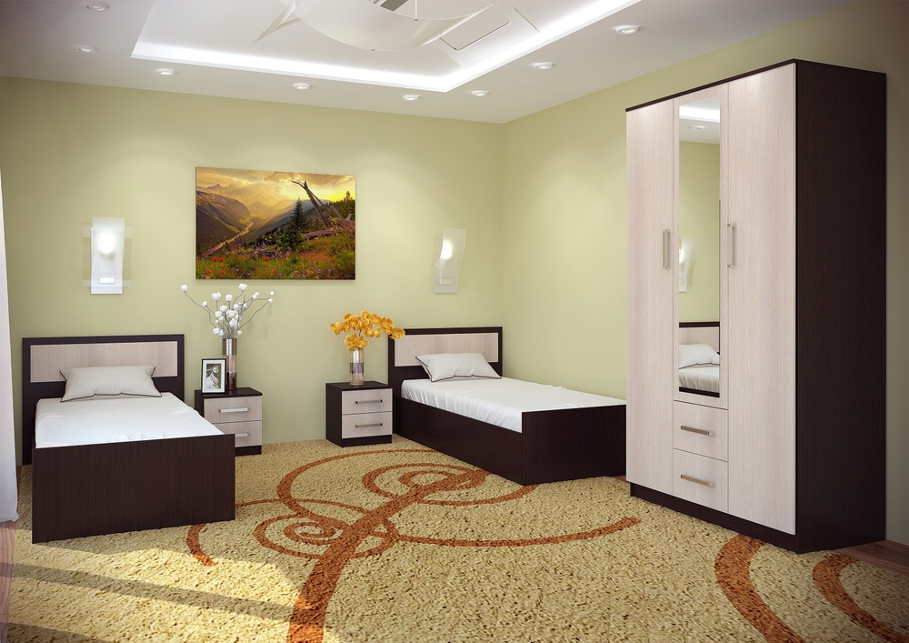 Тумба прикроватная с ящиками Фиеста, венге/лоредо (2 шт)