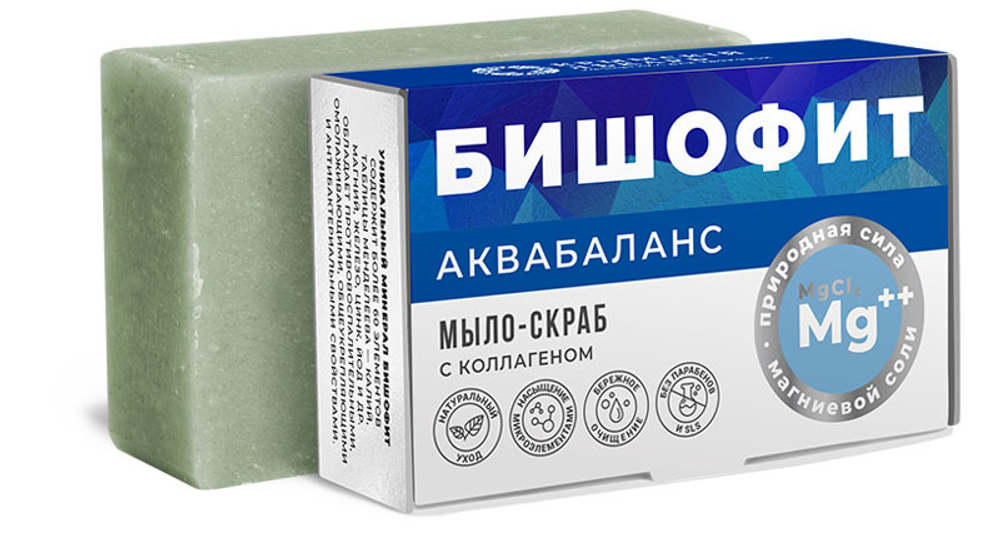 Мыло-скраб с бишофитом Аквабаланс с коллагеном, 100 г (1,64 б)