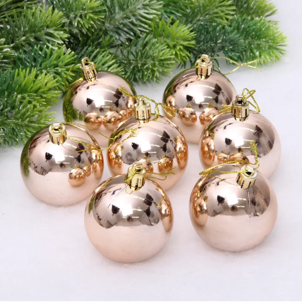 Новогодние шары 6 см (набор 24 шт) «Глянец», шампань
