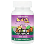 NaturesPlus, Animal Parade® AcidophiKidz®, для детей жевательный пробиотик, с ягодным вкусом, 90 таблеток в форме животных