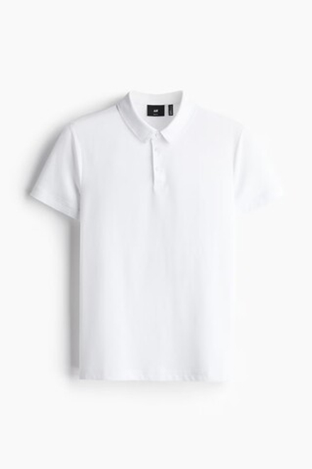 H&M Футболка-поло COOLMAX® Slim Fit, белый