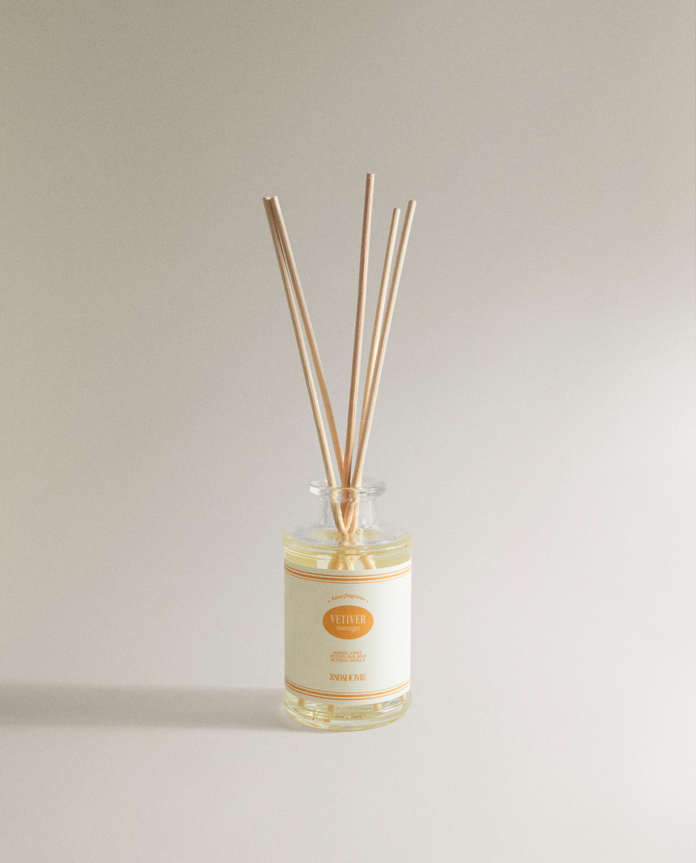 Zara Home Аромадиффузор Vetiver Mango 190 мл, тростниковые палочки микадо, аромат древесный, Коричневый