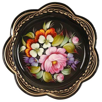 Жостовский поднос декоративный, размер 18 см (A1), металлический